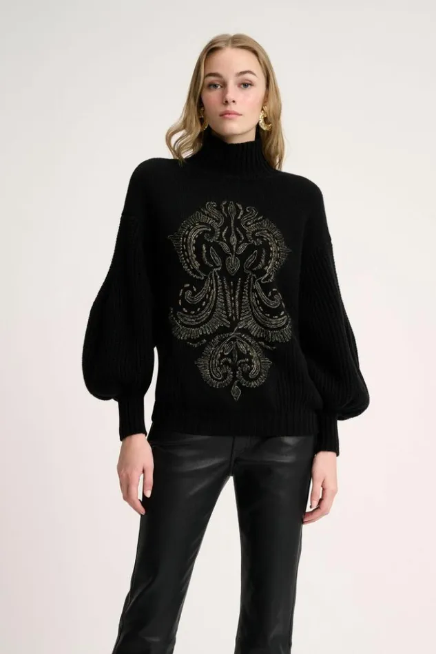 Luisa Spagnoli Knitwear Colfiorito 8211 Embroidered Pullover Black 8211 Women Luisa Spagnoli Knitwear Colfiorito 8211 Embroidered Pullover Black 8211 Women