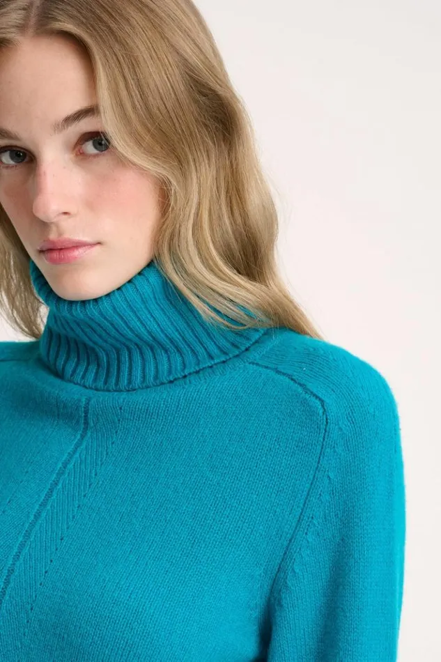 Luisa Spagnoli Knitwear Conduttore 8211 Turtleneck Pullover Turquoise 8211 Women Luisa Spagnoli Knitwear Conduttore 8211 Turtleneck Pullover Turquoise 8211 Women