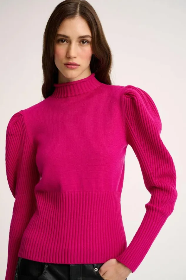 Luisa Spagnoli Knitwear Magentina 8211 Mock Neck Pullover Fuchsia 8211 Women