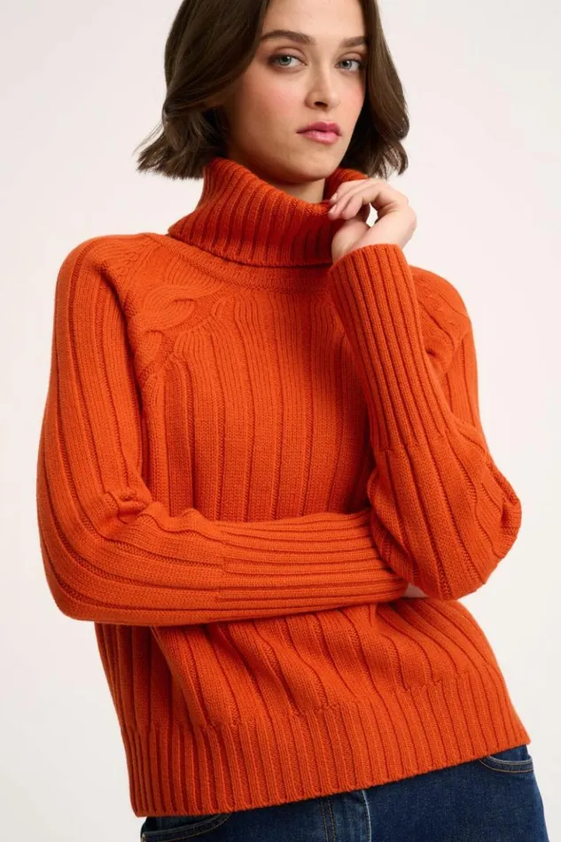 Luisa Spagnoli Knitwear Mestieri 8211 Raglan Turtleneck Orange 8211 Women Luisa Spagnoli Knitwear Mestieri 8211 Raglan Turtleneck Orange 8211 Women
