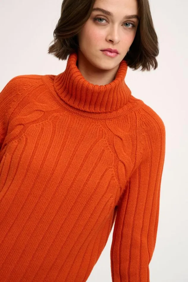 Luisa Spagnoli Knitwear Mestieri 8211 Raglan Turtleneck Orange 8211 Women Luisa Spagnoli Knitwear Mestieri 8211 Raglan Turtleneck Orange 8211 Women