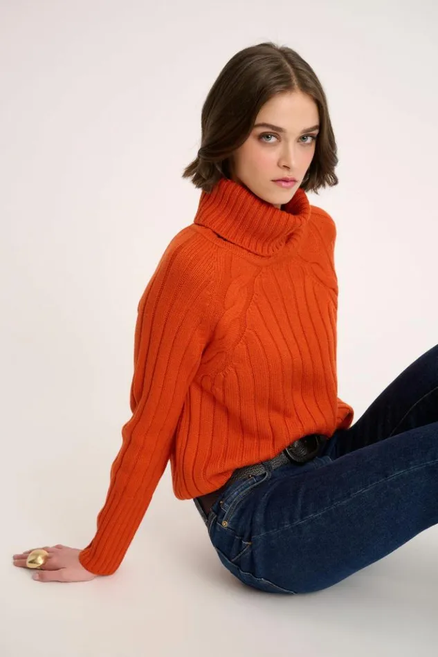 Luisa Spagnoli Knitwear Mestieri 8211 Raglan Turtleneck Orange 8211 Women Luisa Spagnoli Knitwear Mestieri 8211 Raglan Turtleneck Orange 8211 Women