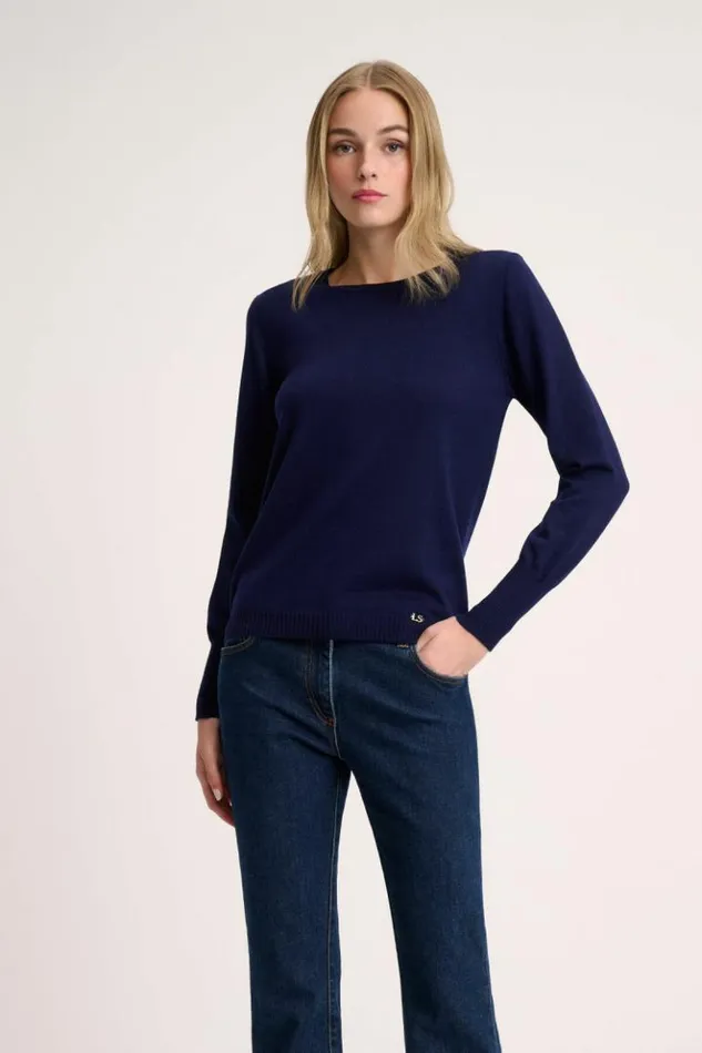 Luisa Spagnoli Knitwear Mossa 8211 Wool Pullover Blue 8211 Women