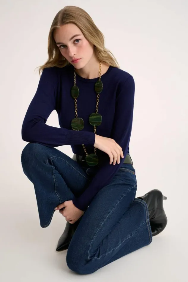 Luisa Spagnoli Knitwear Mossa 8211 Wool Pullover Blue 8211 Women Luisa Spagnoli Knitwear Mossa 8211 Wool Pullover Blue 8211 Women