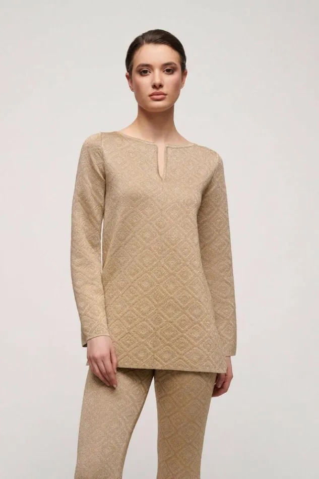 Luisa Spagnoli Knitwear Zelda 8211 Lurex Tunic Camelgold 8211 Women