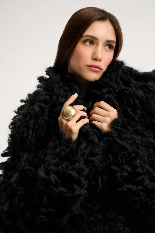Luisa Spagnoli Outerwear Corrente 8211 Oversized Jacket 8211 Fashion Show Black 8211 Women Luisa Spagnoli Outerwear Corrente 8211 Oversized Jacket 8211 Fashion Show Black 8211 Women
