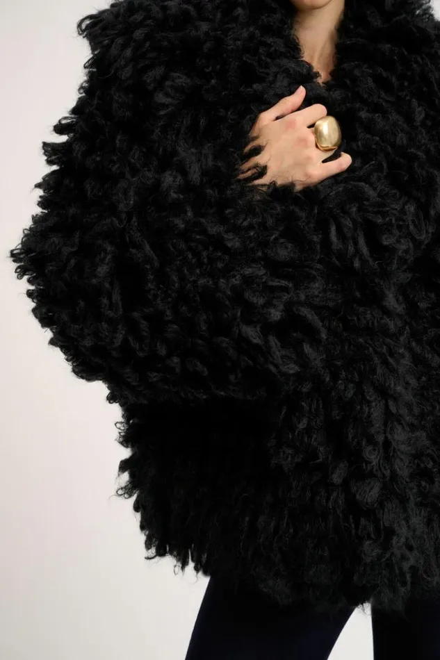 Luisa Spagnoli Outerwear Corrente 8211 Oversized Jacket 8211 Fashion Show Black 8211 Women Luisa Spagnoli Outerwear Corrente 8211 Oversized Jacket 8211 Fashion Show Black 8211 Women