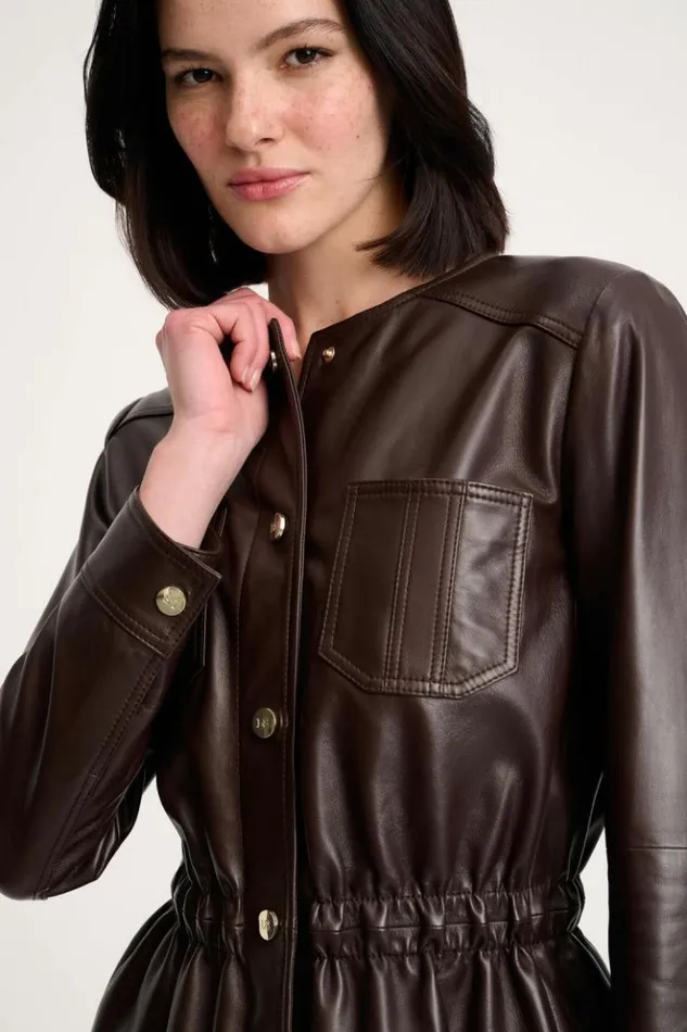 Luisa Spagnoli Outerwear Sergente 8211 Leather Jacket Dark Brown 8211 Women Luisa Spagnoli Outerwear Sergente 8211 Leather Jacket Dark Brown 8211 Women