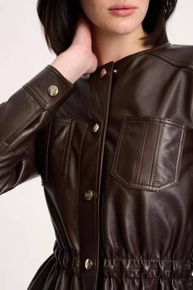 Luisa Spagnoli Outerwear Sergente 8211 Leather Jacket Dark Brown 8211 Women Luisa Spagnoli Outerwear Sergente 8211 Leather Jacket Dark Brown 8211 Women