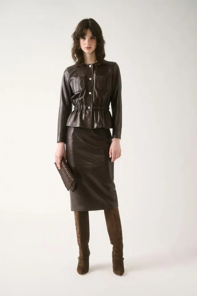 Luisa Spagnoli Outerwear Sergente 8211 Leather Jacket Dark Brown 8211 Women Luisa Spagnoli Outerwear Sergente 8211 Leather Jacket Dark Brown 8211 Women