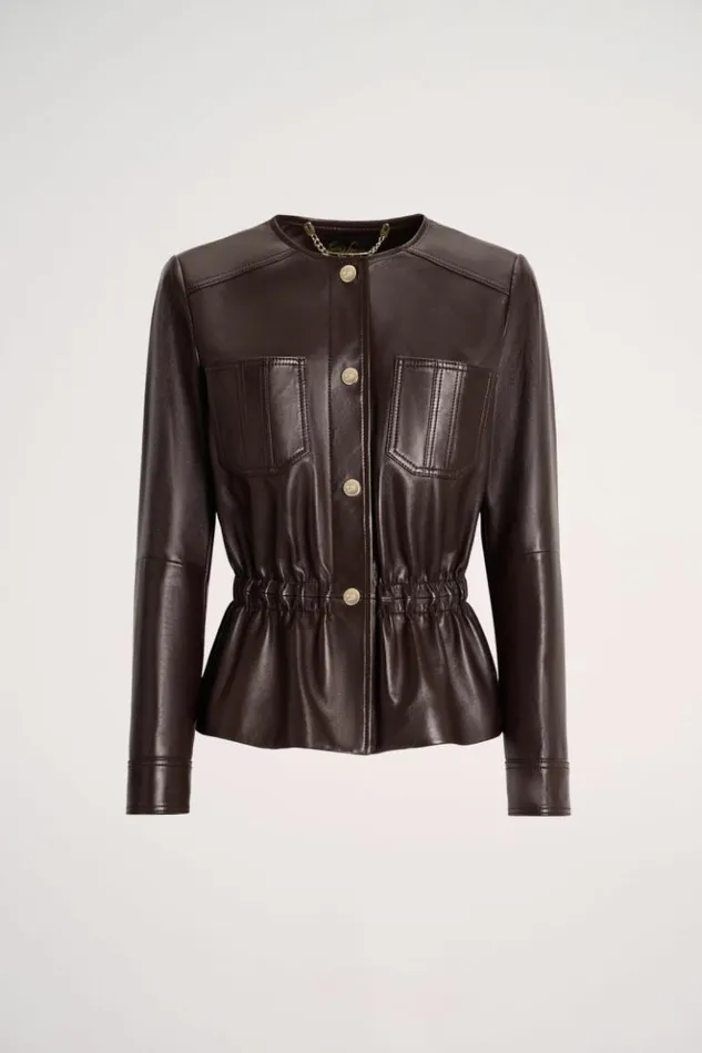 Luisa Spagnoli Outerwear Sergente 8211 Leather Jacket Dark Brown 8211 Women Luisa Spagnoli Outerwear Sergente 8211 Leather Jacket Dark Brown 8211 Women