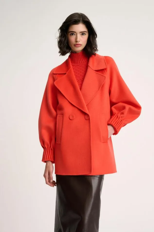 Luisa Spagnoli Outerwear Sillabe 8211 Pea Coat Orange 8211 Women