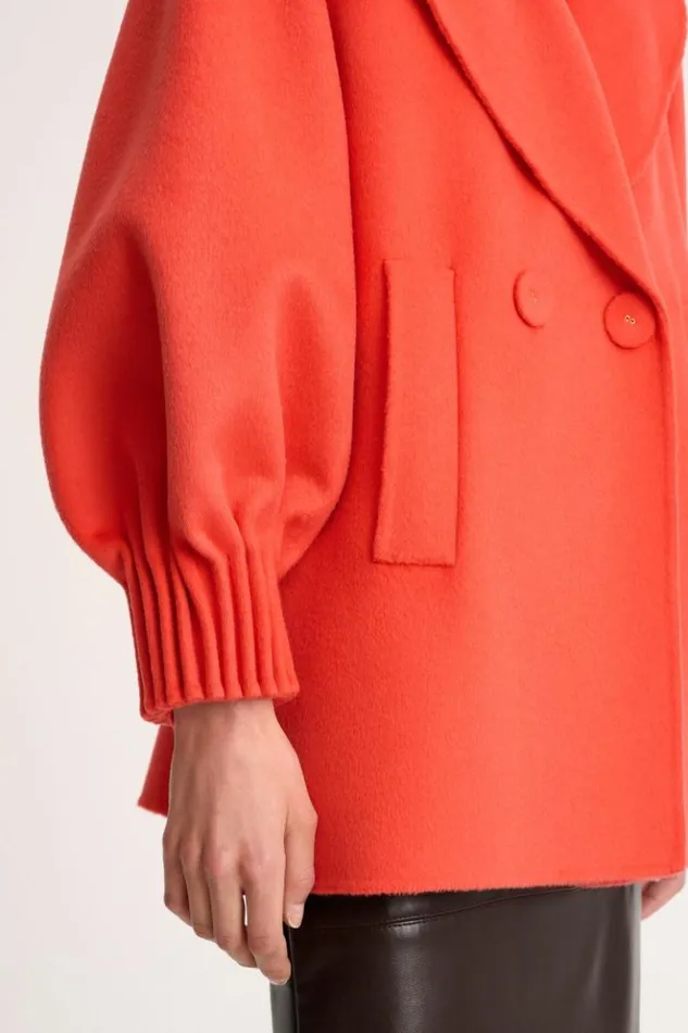 Luisa Spagnoli Outerwear Sillabe 8211 Pea Coat Orange 8211 Women Luisa Spagnoli Outerwear Sillabe 8211 Pea Coat Orange 8211 Women