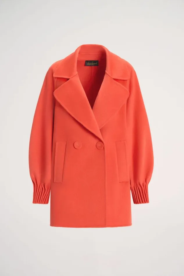 Luisa Spagnoli Outerwear Sillabe 8211 Pea Coat Orange 8211 Women Luisa Spagnoli Outerwear Sillabe 8211 Pea Coat Orange 8211 Women