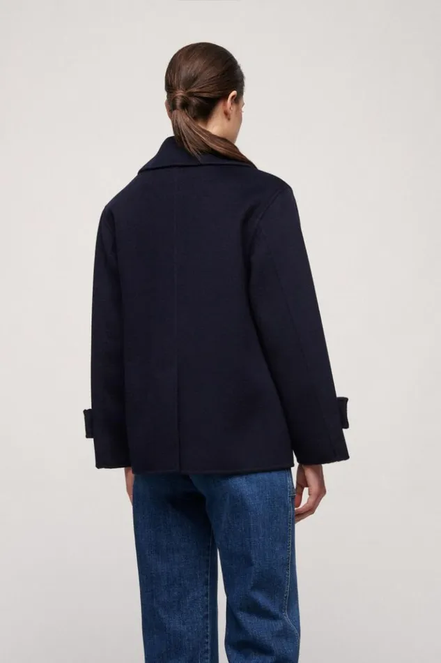 Luisa Spagnoli Outerwear Stamane 8211 CabanStyle Coat Blue 8211 Women Luisa Spagnoli Outerwear Stamane 8211 CabanStyle Coat Blue 8211 Women