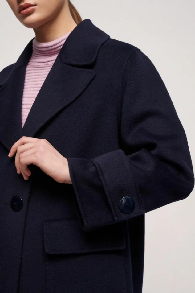 Luisa Spagnoli Outerwear Stamane 8211 CabanStyle Coat Blue 8211 Women Luisa Spagnoli Outerwear Stamane 8211 CabanStyle Coat Blue 8211 Women