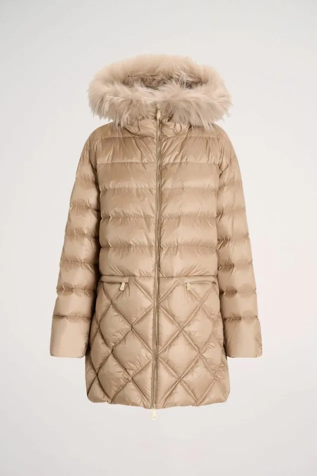 Luisa Spagnoli Outerwear Stato 8211 Hooded Puffer 8211 Fashion Show Beige 8211 Women Luisa Spagnoli Outerwear Stato 8211 Hooded Puffer 8211 Fashion Show Beige 8211 Women