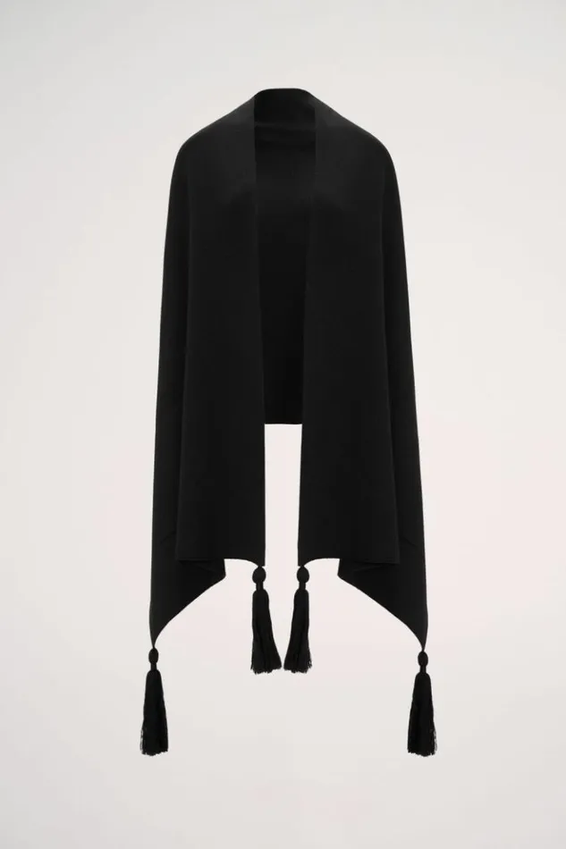 Luisa Spagnoli Scarves And Foulards Meridi 8211 Fringed Cape Black 8211 Women