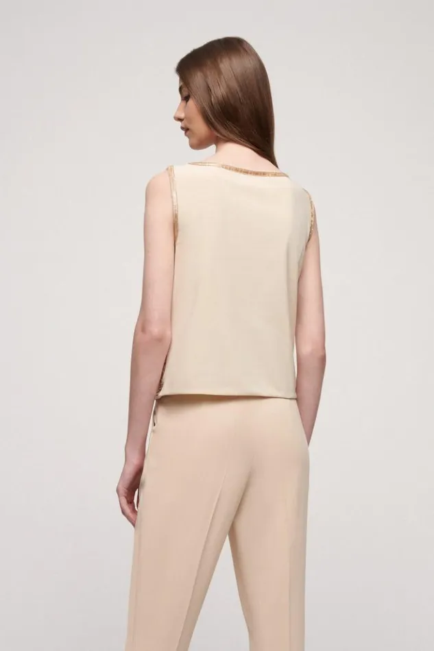Luisa Spagnoli Tops And TShirts Labi 8211 Sequinned Top Sand 8211 Women Luisa Spagnoli Tops And TShirts Labi 8211 Sequinned Top Sand 8211 Women