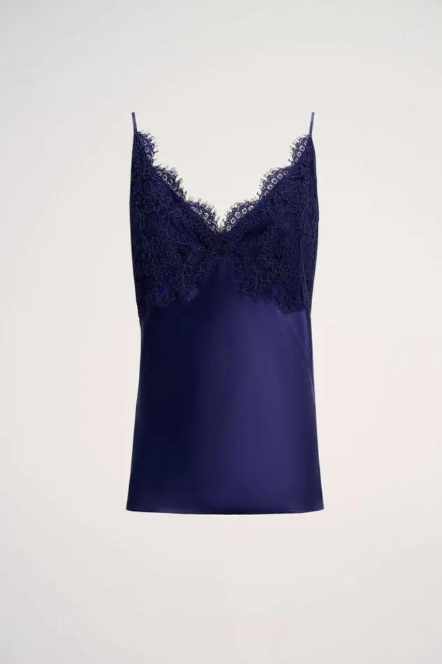 Luisa Spagnoli Tops And TShirts Luogo 8211 Top With Lace Applique Blue Purplish 8211 Women Luisa Spagnoli Tops And TShirts Luogo 8211 Top With Lace Applique Blue Purplish 8211 Women