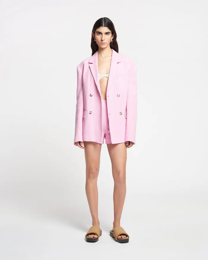 Luxton Silk Viscose Tweed Blazer Orchid Women Nanushka Tops
