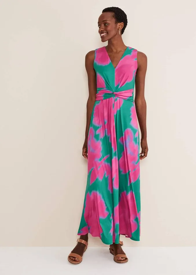 Madison Abstract Maxi Dress Pinkgreen Women Phase Eight Dresses