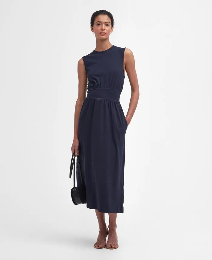 Maisie Sleeveless Midi Dress Classic Navy Women Barbour Dresses and Skirts