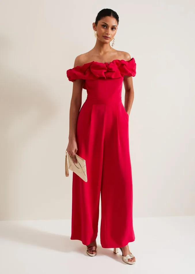 Mallory Ruffle Jumpsuit Pink Women Phase Eight Dresses