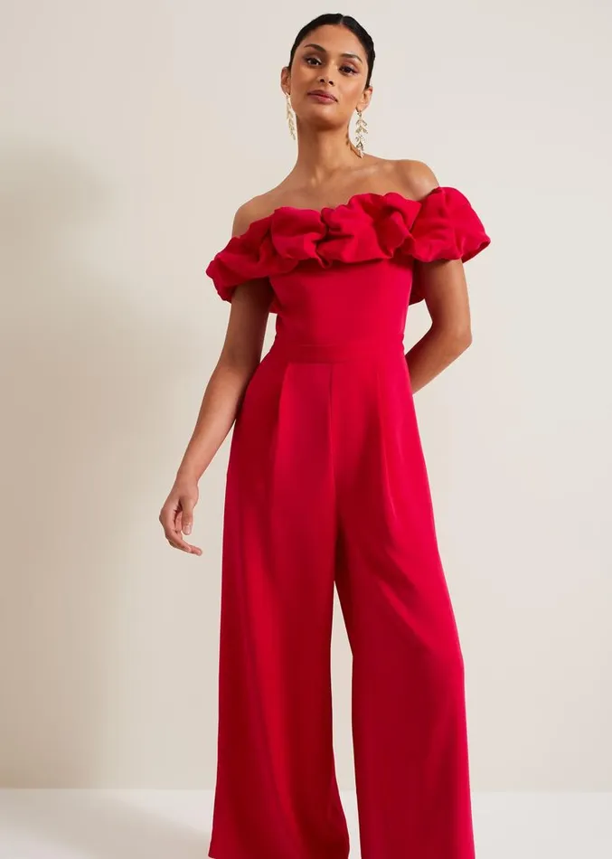 Mallory Ruffle Jumpsuit Pink Women Phase Eight Dresses