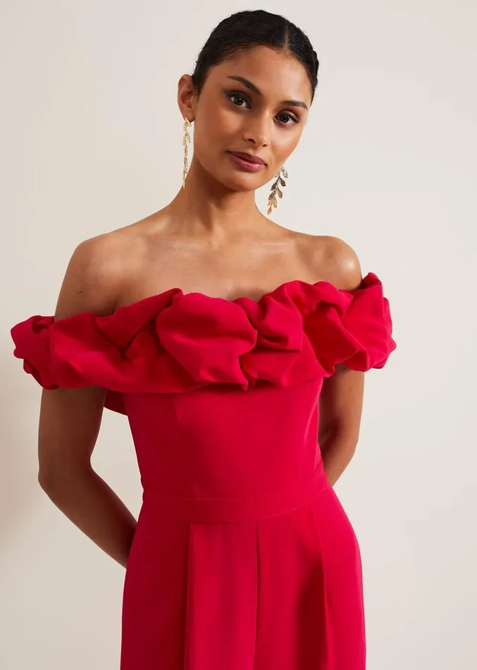 Mallory Ruffle Jumpsuit Pink Women Phase Eight Dresses