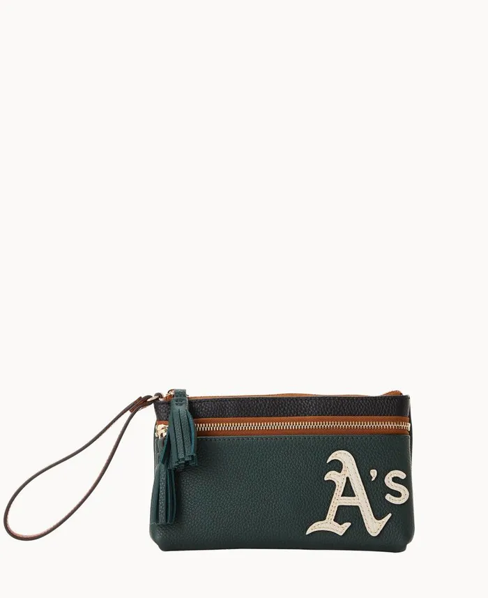ManWoman MLB Athletics Double Zip Wristlet Athletics Dooney and Bourke Wallets