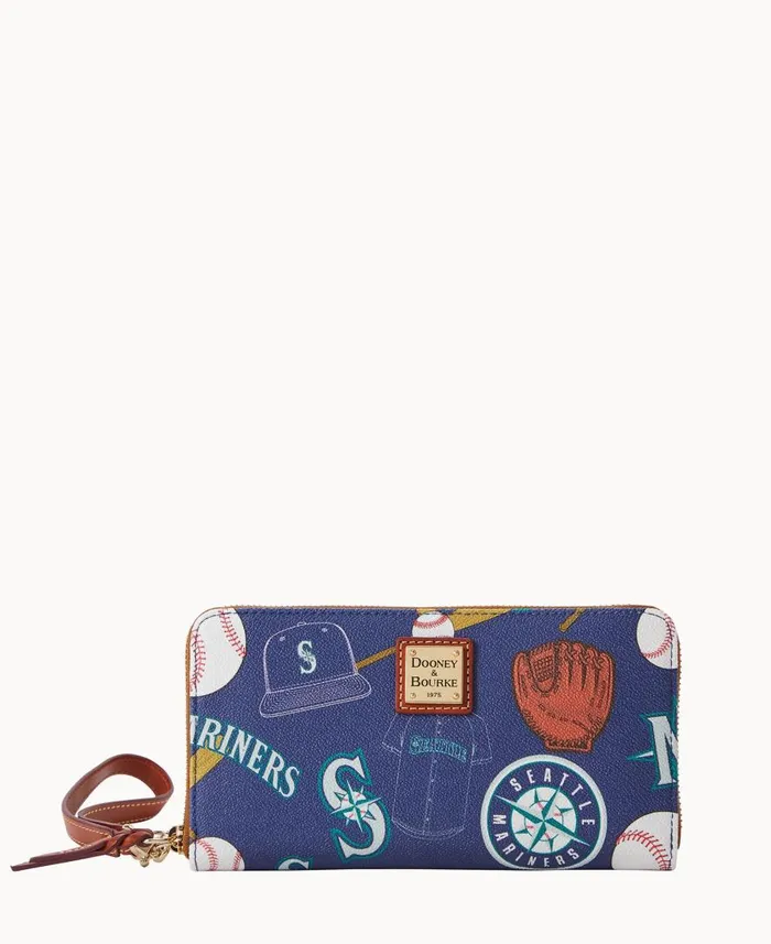 ManWoman MLB Mariners Large Zip Around Wristlet Mariners Dooney and Bourke Wallets