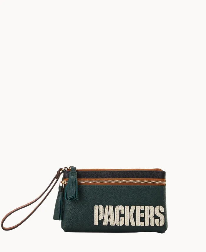 ManWoman NFL Packers Double Zip Wristlet Packers Dooney and Bourke Wallets
