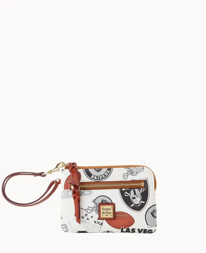 ManWoman NFL Raiders Zip Around Wristlet Raiders Dooney and Bourke Wallets