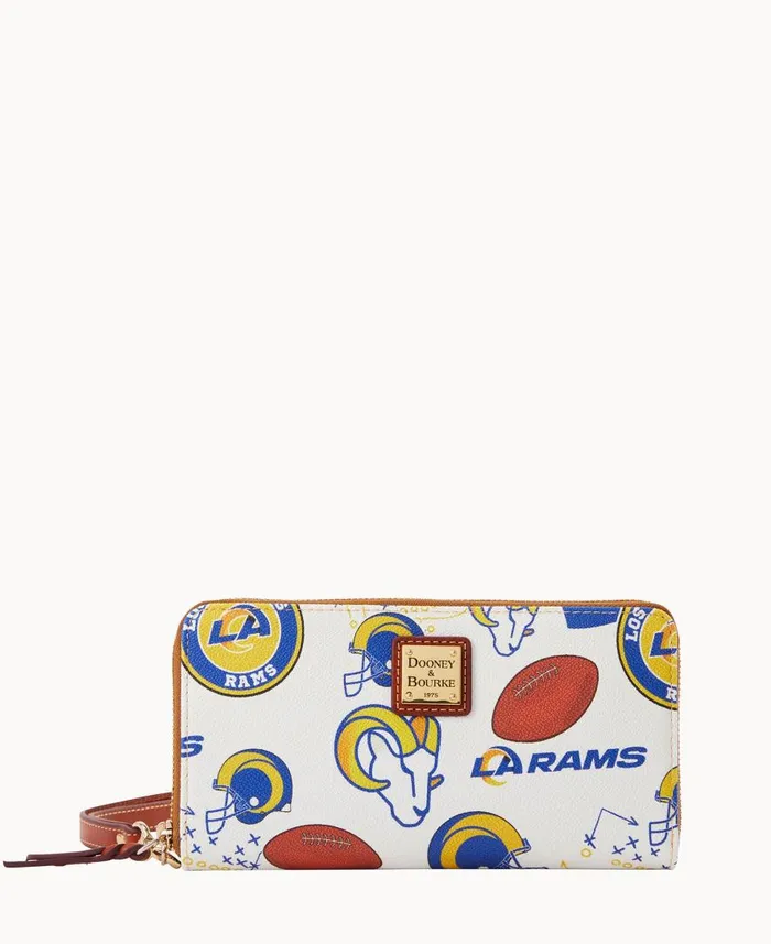 ManWoman NFL Rams Large Zip Around Wristlet Rams Dooney and Bourke Wallets