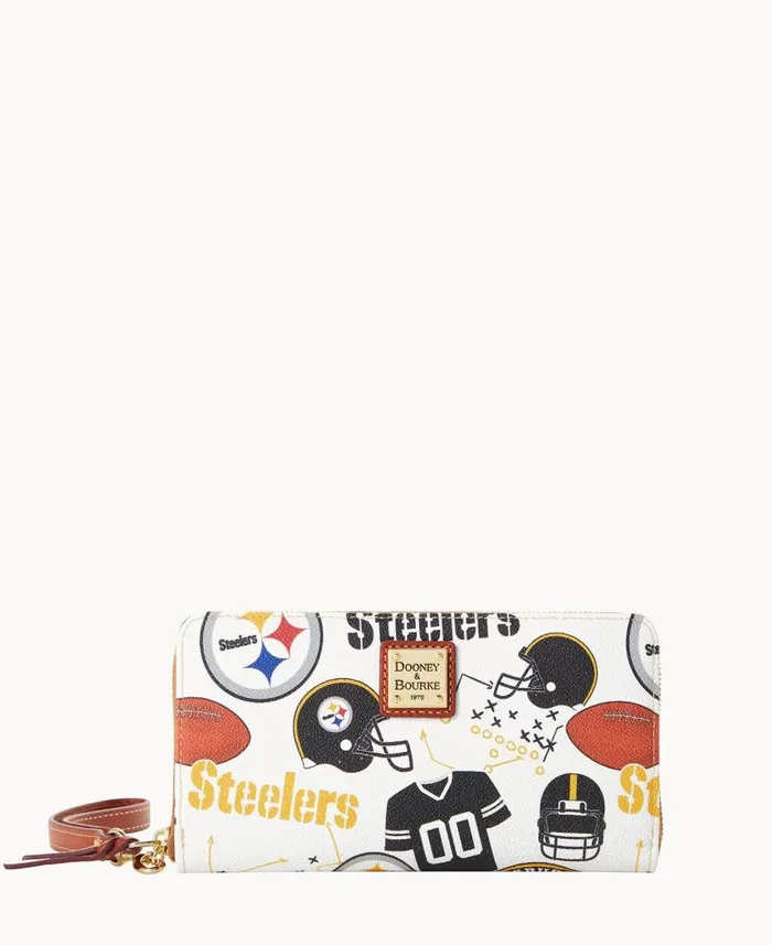 ManWoman NFL Steelers Large Zip Around Wristlet Steelers Dooney and Bourke Wallets