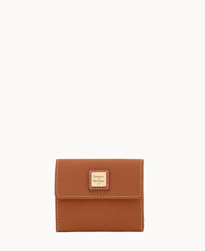 ManWoman Pebble Grain Small Flap Credit Card Wallet Caramel Dooney and Bourke Wallets