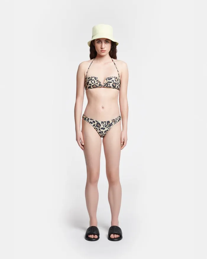 Manou Ruched Halterneck Bikini Top Leopard Women Nanushka Swimwear