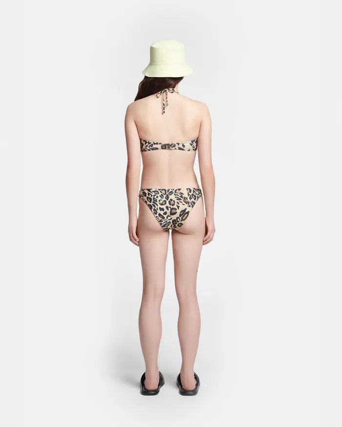 Manou Ruched Halterneck Bikini Top Leopard Women Nanushka Swimwear