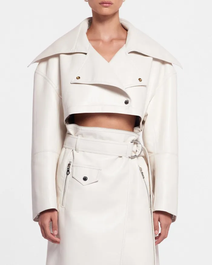 Mariella Regenerated Leather Biker Coat Crayon Women Nanushka Outerwear