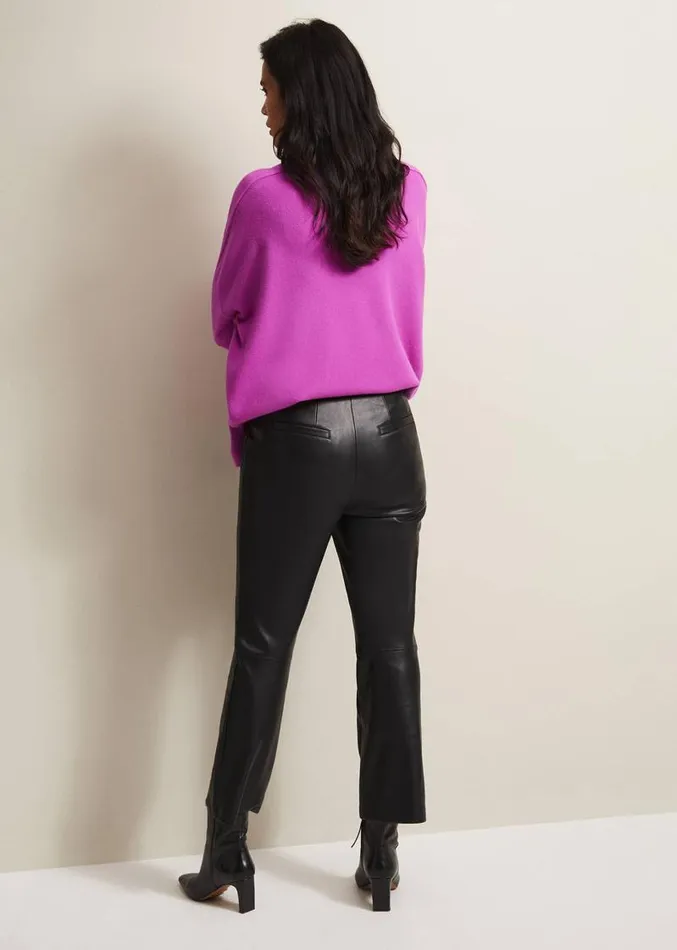 Marielle Black Faux Leather Cropped Trousers Black Women Phase Eight Trousers Marielle Black Faux Leather Cropped Trousers Black Women Phase Eight Trousers