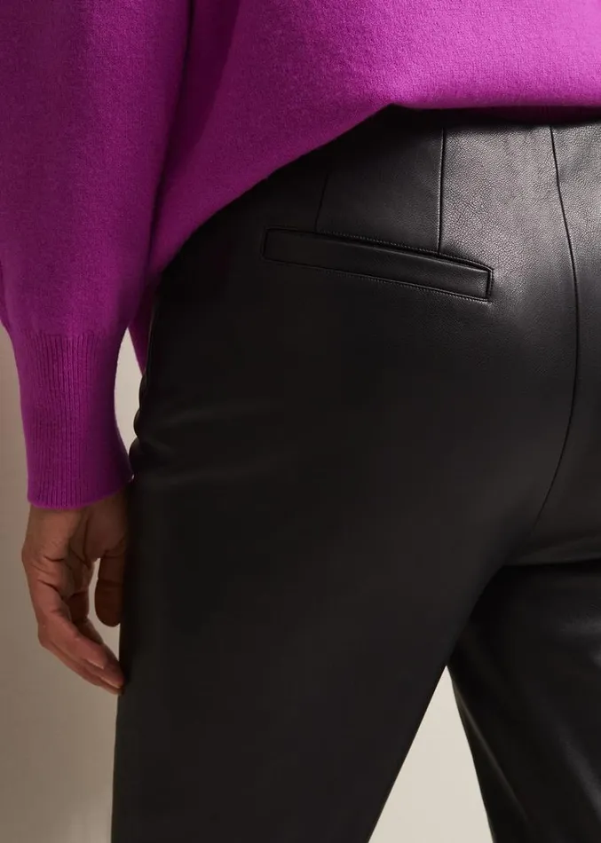 Marielle Black Faux Leather Cropped Trousers Black Women Phase Eight Trousers Marielle Black Faux Leather Cropped Trousers Black Women Phase Eight Trousers