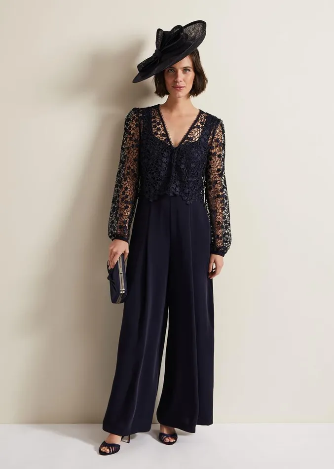 Mariposa Navy Lace Jumpsuit Navy Women Phase Eight Dresses