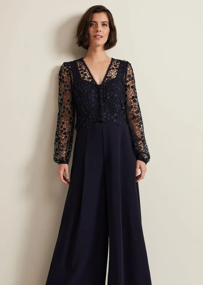 Mariposa Navy Lace Jumpsuit Navy Women Phase Eight Dresses