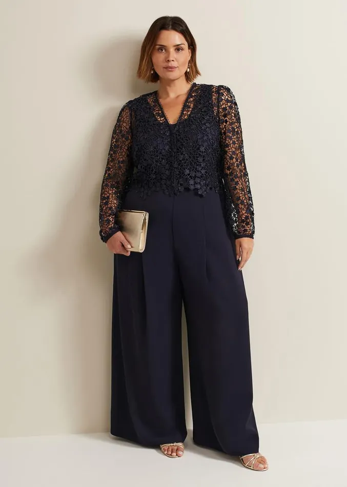 Mariposa Navy Lace Jumpsuit Navy Women Phase Eight Dresses