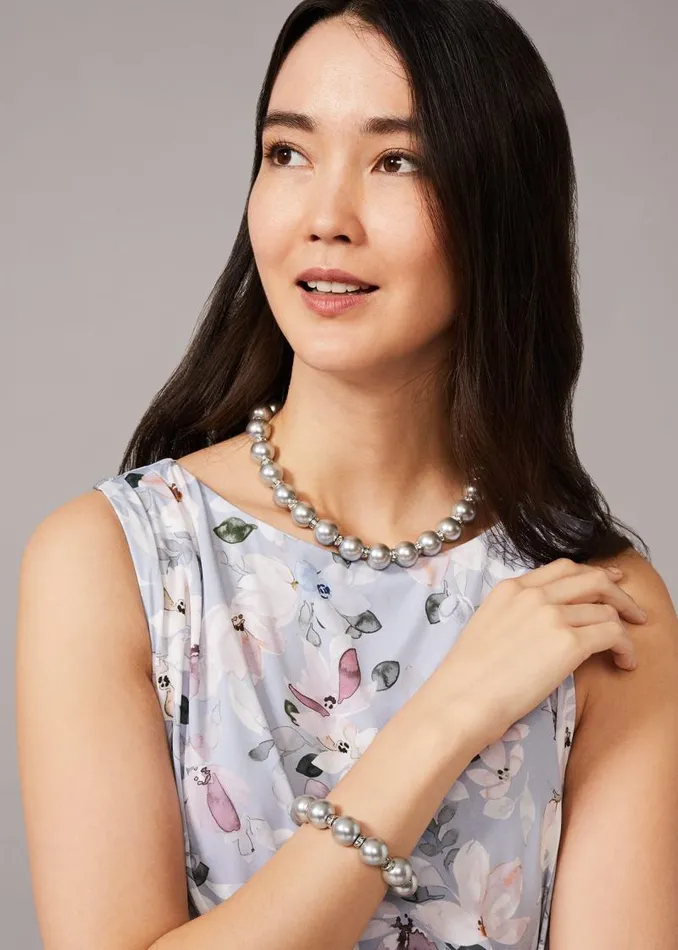 Martha Pearl Necklace Silverblue Women Phase Eight Knitwear
