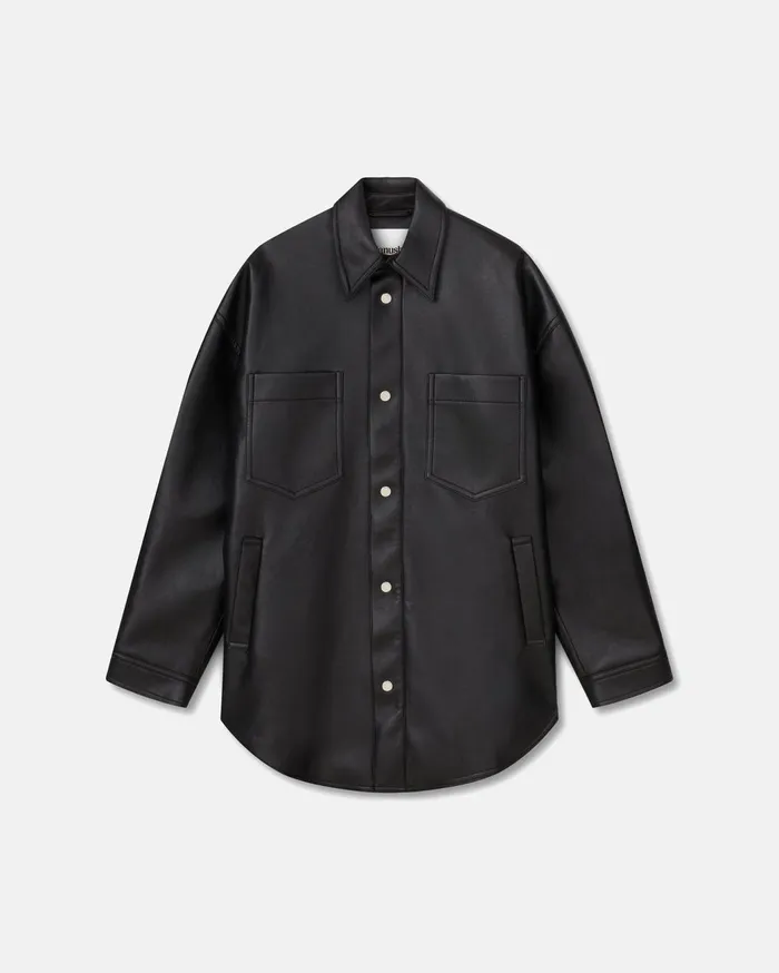 Martin Regenerated Leather Overshirt Black WomenMen Nanushka Tops