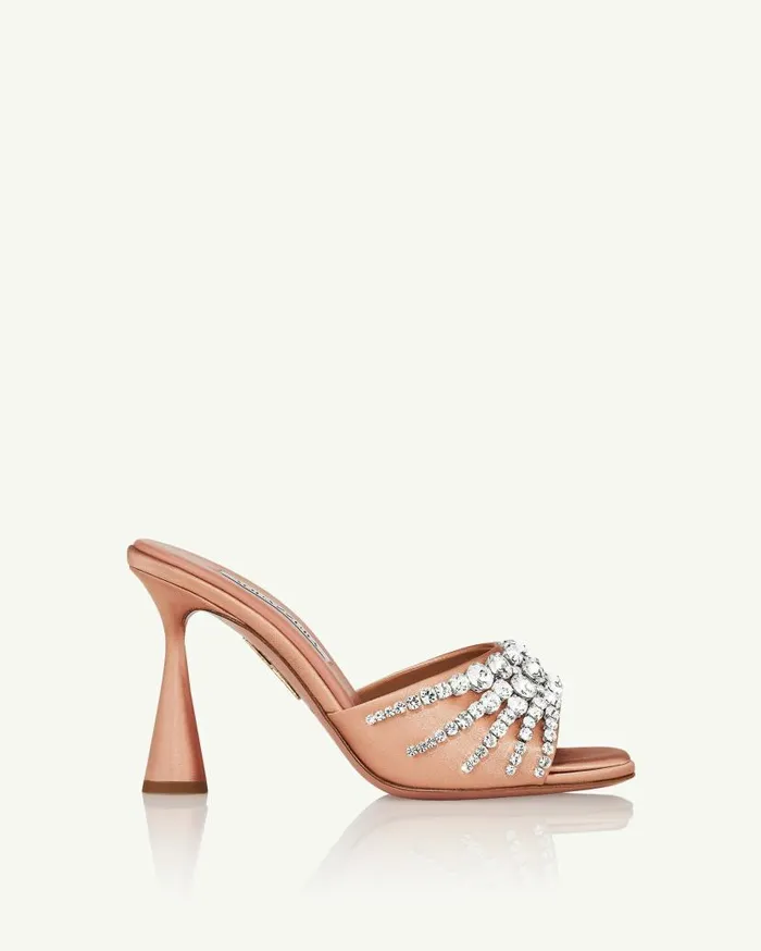 Max Crystal Mule 95 Beige Women Aquazzura Slides and Mules Max Crystal Mule 95 Beige Women Aquazzura Slides and Mules