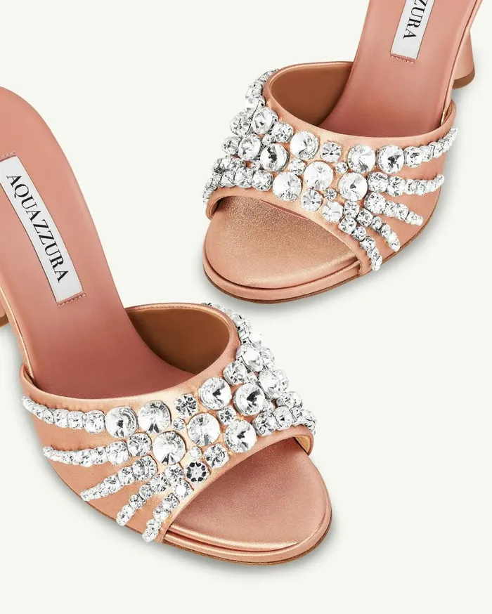 Max Crystal Mule 95 Beige Women Aquazzura Slides and Mules Max Crystal Mule 95 Beige Women Aquazzura Slides and Mules