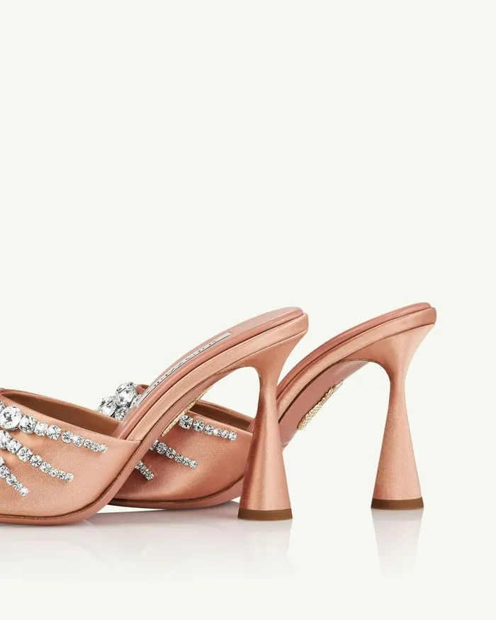Max Crystal Mule 95 Beige Women Aquazzura Slides and Mules Max Crystal Mule 95 Beige Women Aquazzura Slides and Mules